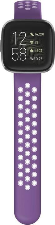 Image du produit Hama Bracelet sport en silicone pour Fitbit Versa2/Versa/Versa Lite, violet/gris, univ. (Silicone, Acier inoxydable)