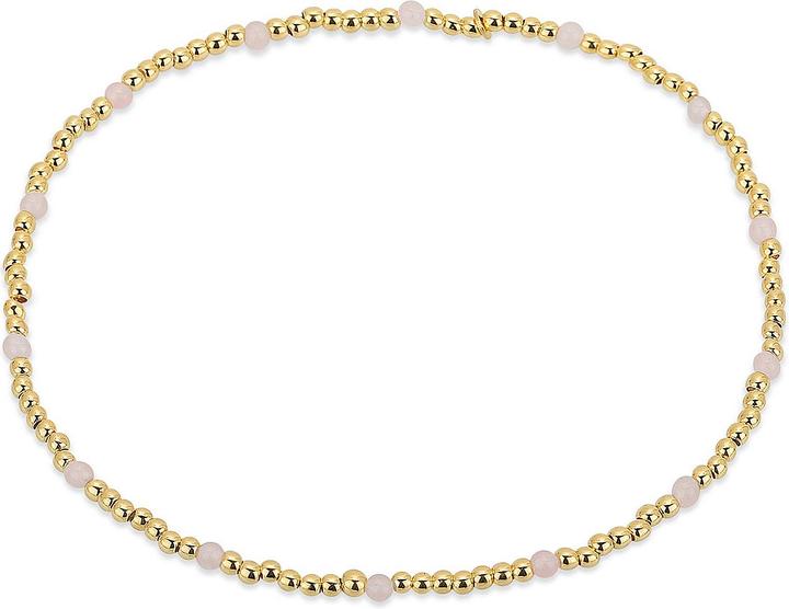 Leyda Fusskette Rosenquarz (Stein, Silber 925, vergoldet 750 / 18 K Gold, 24 cm)