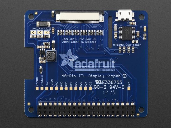 Actual product image Adafruit DPI TFT Kippah for Raspberry PI with touch