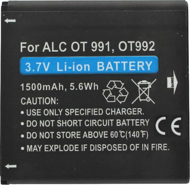 Actual product image Alcatel Akku One Touch 991 AkkuBY78, CAB32A0000C1, CAB32A0000C2, TLiB32A