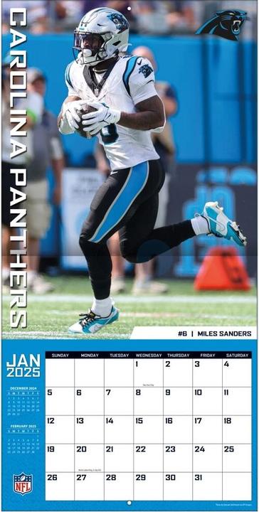 Produktbild NFL - Carolina Panthers - 30.5 x 30.5 cm Team Wandkalender 2025 (30.5 x 30.5 cm, Französisch, Italienisch, Spanisch, Deutsch, Englisch)