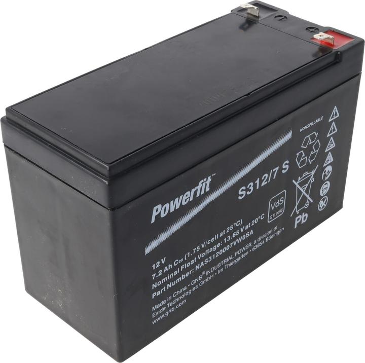 Actual product image Exide Powerfit S312/7 S Blei Akku, Anschluss 4,8, VDS Zulassung (12 V, 7.20 Ah)