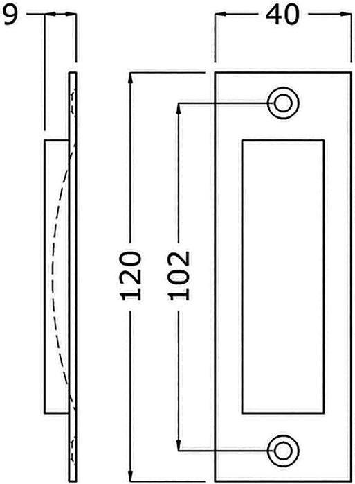Actual product image Hermeta Sliding door shell aluminium silver anodised angular length 120 mm width 40 mm