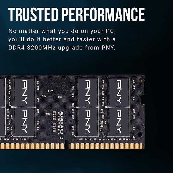 Actual product image PNY Notebook memory Performance, SODIMM, DDR4, 16 GB, 3200 MHz, CL22 (MN16GSD43200-TB) (1 x 16GB, 3200 MHz, DDR4-RAM, SO-DIMM)