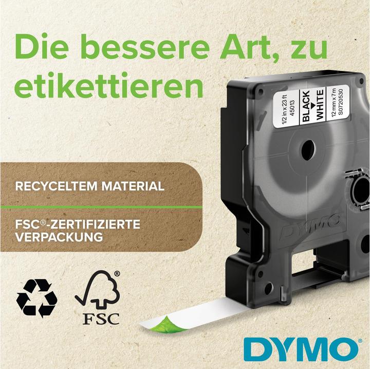 Produktbild Dymo S0720680 Standardband (0.90 cm, Schwarz, Weiss)