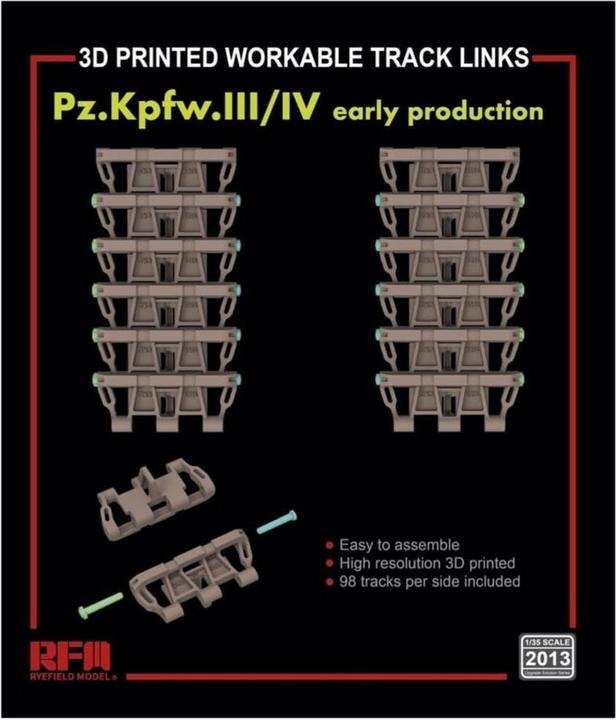 Produktbild Rye Field Model Workable track links for Pz. Kpfw. III /IV early production (3D printed )
