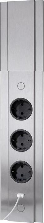 Actual product image Thebo Corner socket outlet element TOLME 3f socket outlet, 1 USB port, stainless steel, 2m