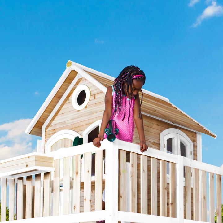 Immagine prodotto Axi Liam Playhouse con altalena singola marrone/bianco - scivolo blu