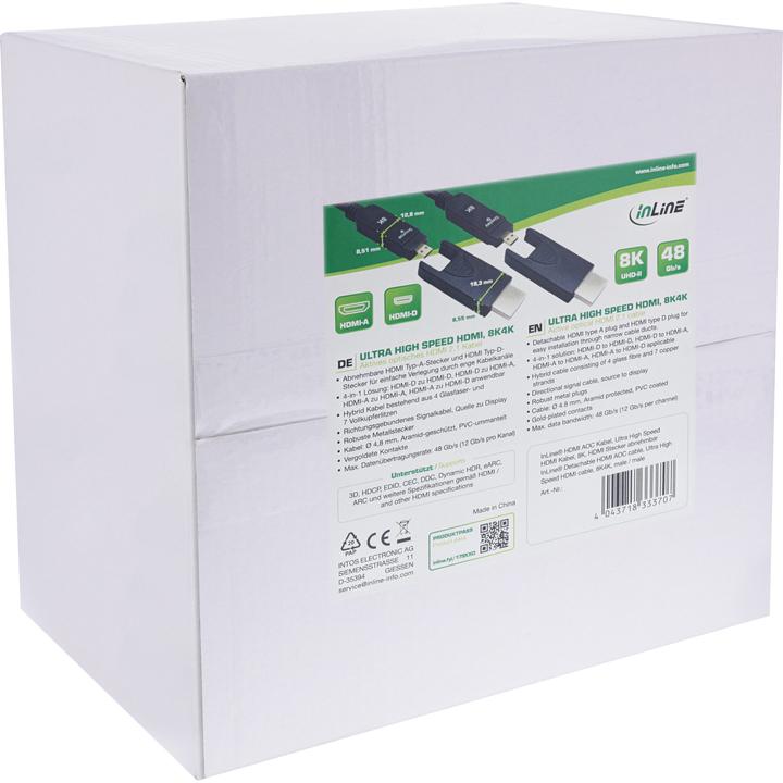 Produktbild InLine HDMI AOC Kabel, Ultra High Speed HDMI Kabel, 8K4K, schwarz, 10m (80 m, HDMI)