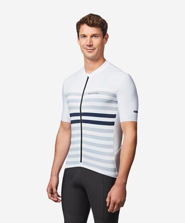 Image du produit Van rysel Maillot vélo route manches courtes été ajusté homme - EDR 2 blanc marinière (L)