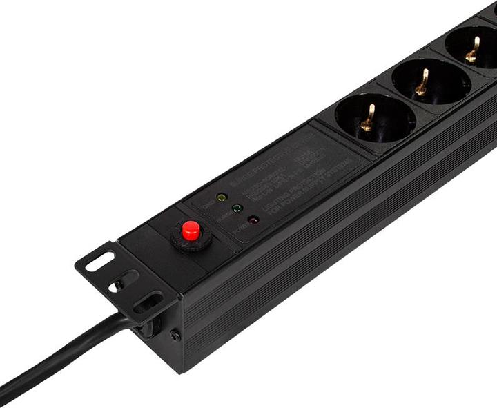 Produktbild LogiLink 19" Steckdosenleiste 7-fach, mit Netzfilter u. Überlastschutz (7 x, CEE 7/3, 2 m)