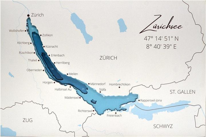 Produktbild Enjoy The Wood Zürichsee - Seekarte aus Holz (30 x 45 cm)