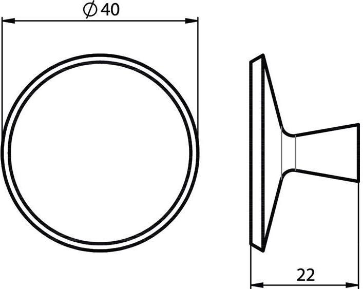 Actual product image Hermeta Furniture knob 3753 cast aluminium plastic coated black with screw M4x25 mm