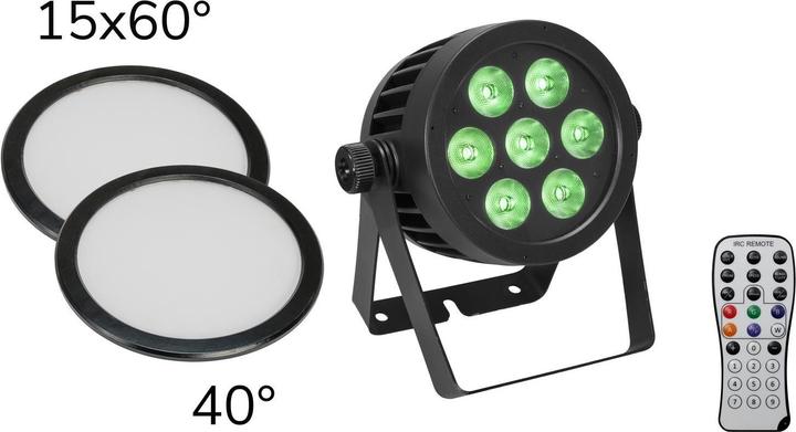 Eurolite Set LED IP PAR 7x8W QCL Spot + 2x Diffusorscheibe (15x60° und 40°)
