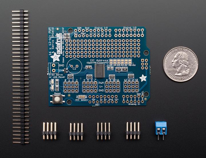 Image du produit Adafruit Interface I2C 16 canaux 12 bits PWM/Servo Shield (Bouclier)