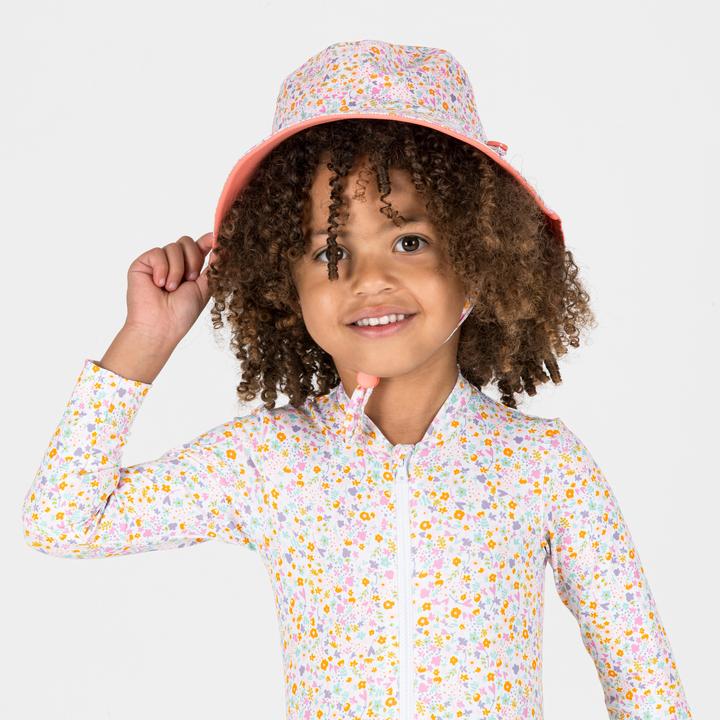 Nabaiji UV-Mütze wendbar Baby koralle/Blumendruck (96, 98, 102, 104, 106, 110)