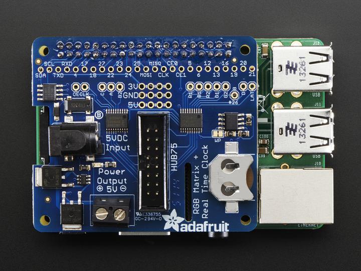 Actual product image Adafruit RGB Matrix HAT RTC for Raspberry Pi (Shield)