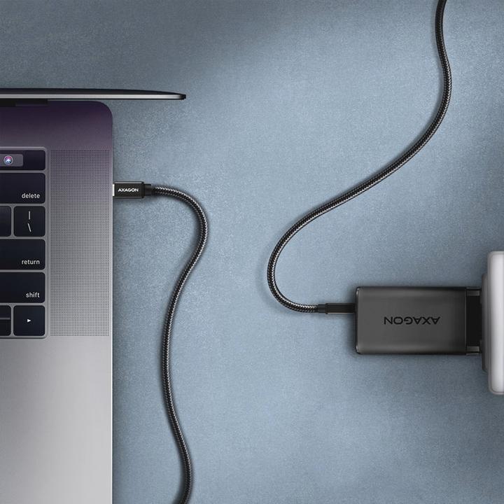 Image du produit Axagon BUCM2-CM25AB Câble de charge USB-C vers USB-C 2.0, 2,5 m, PD 240 W 5 A, ALU - Noir (2.50 m, USB 2.0, 240 W)