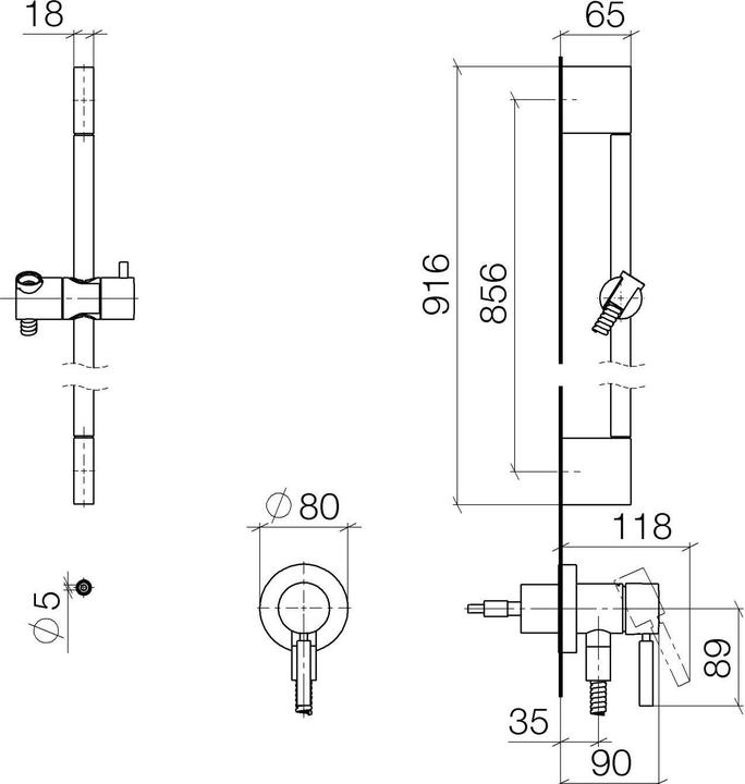 Produktbild Dornbracht UP-Einhandbatterie mit integriertem Brauseanschluss mit Duschgarnitur, ohne Handbrause, 3