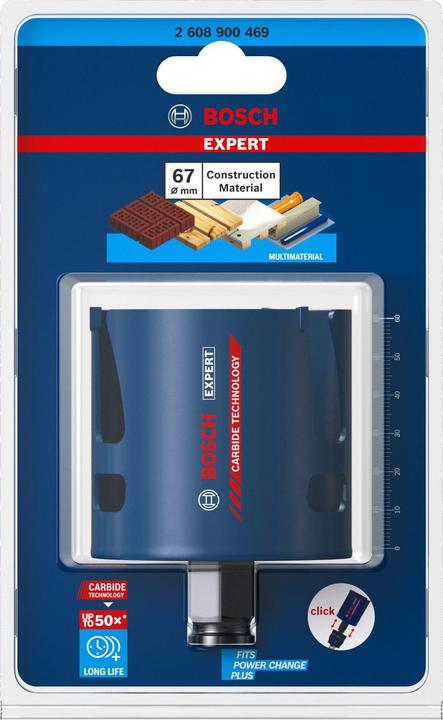 Actual product image Bosch Professional Zubehör Expert Construction Material hole saw, 67 x 60 mm (67 millimetres)