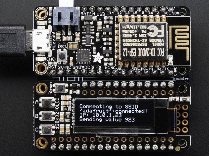 Actual product image Adafruit FeatherWing OLED 128x32 OLED (Feather Add-On) (Various)
