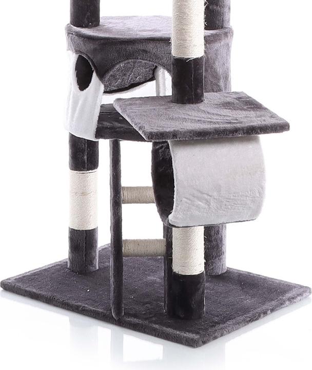 Actual product image Wiltec Cat Tree Scratching Post Climbing Tree 240-260cm in Grey/White with Caves, Hammocks and Platforms (260 cm, Grey, White)