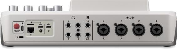 Produktbild RØDE Rodecaster Pro II Weiss mit Podmic Weiss und Kabel