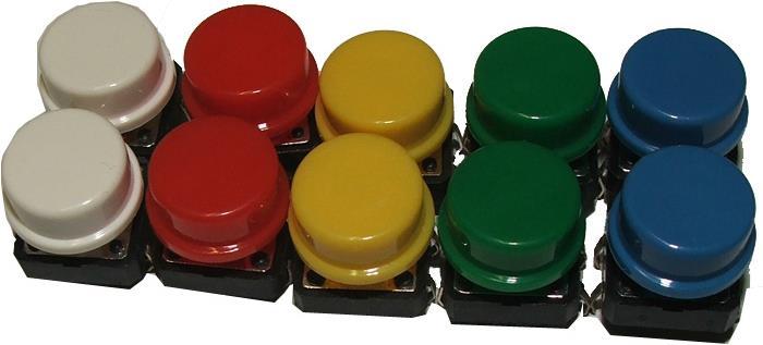 Immagine prodotto Play-Zone 10 pezzi. Interruttore a circuito 12 x 12 con cappuccio (5 colori Ã 2 pezzi. (Circuito stampato)