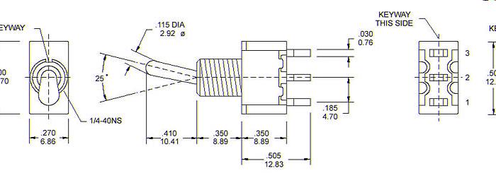 Actual product image OEM On/On MTS-102 for mounting with solder lugs