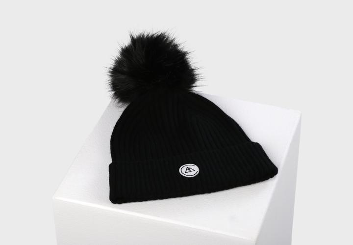 Image du produit Cash-Mere Kaschmir Rib Mütze mit Bommel (Taille unique)