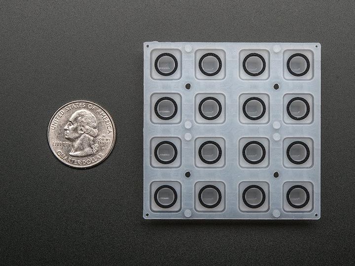 Actual product image Adafruit Silicone Elastomer 4x4 Button Keypad for 3mm LEDs (Badges)