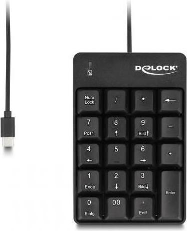Produktbild Delock USB Type-C Nummernblock 19 Tasten schwarz (DE, Kabelgebunden)
