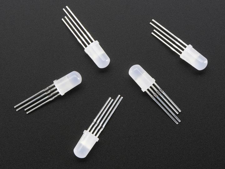 Actual product image Adafruit NeoPixel Diffused 5mm Through-Hole LED 5 Pack