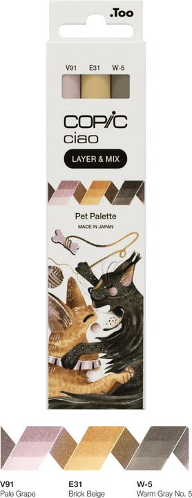 Actual product image Copic CIAO - Brand (W-5 Warm Gray No. 5, E-31 Brick Beige, B-95 Light Grayish, 6 mm, 3 x)