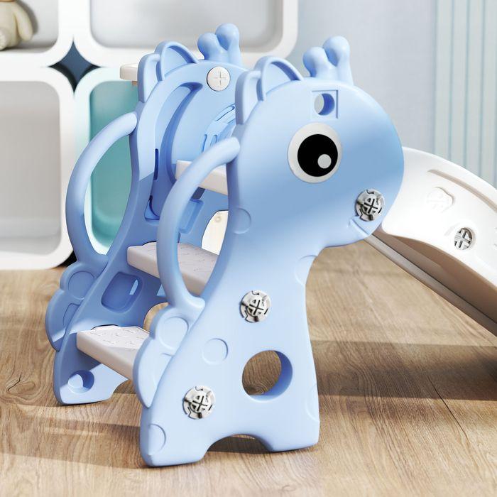 Actual product image Swisshandel24 Kinderrutsche, 3 in 1, Kleinkinderrutsche mit Basketballkorb, Basketball, Blau