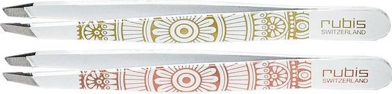 Rubis Pinzette Classic Mandala schräg weiss/rotgold
