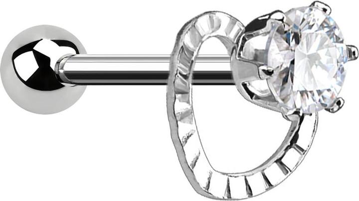 Star Piercing Micro Barbell silber Kristall mit Herz (Chirurgenstahl 316L, Messing)