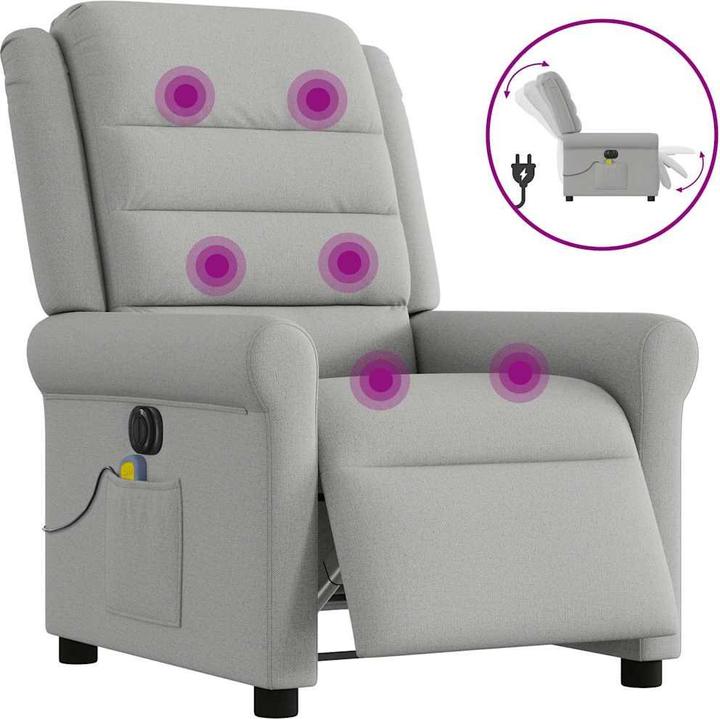 Immagine prodotto VidaXL Poltrona massaggiante elettrica in tessuto grigio nuvola