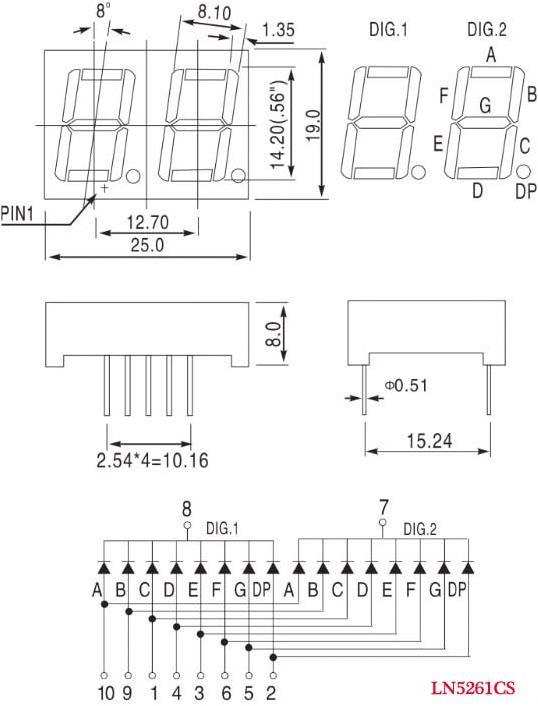 Image du produit OEM Affichage 7 segments Red Com. Cathode 2 caractères 14mm (Kit électronique)