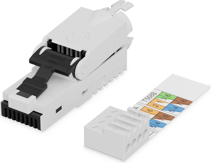 Produktbild Digitus CAT 6A Stecker fur Feldmontage ungeschirmt AWG 27/7 bis 22/1 Massiv- und Litzenleiter