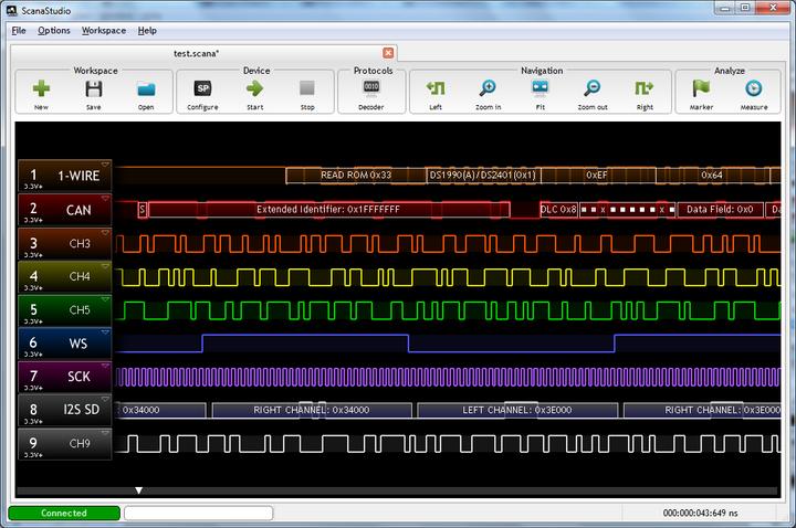 Actual product image Ikalogic ScanaPLUS: 9-Channels 100MHz Logic Analyser