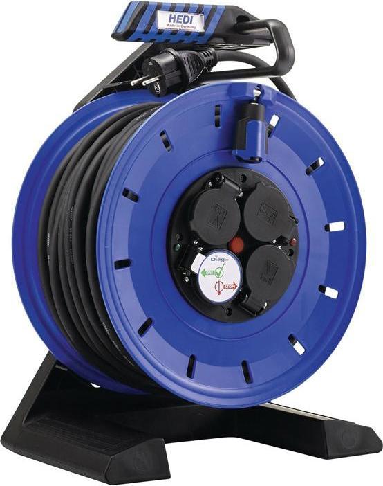 Produktbild Hedi Kabeltrommel 40 m H07RN-F 3 x 2,5 mm² 4 Schutzkontaktsteckdosen Vollkunststoff IP44 (40 m, 7.50 mm²)