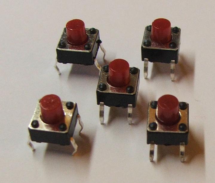 Image du produit Play-Zone Bouton-poussoir d'impression 6 x 6 x 6mm rouge/noir
