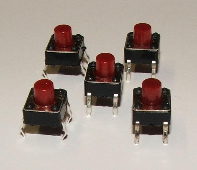 Image du produit Play-Zone Bouton-poussoir d'impression 6 x 6 x 6mm rouge/noir