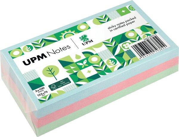 UPM Notes Haftnotiz 5655-20PG-3 Pastell 125x75mm 100Bl. sort. 3St. (125 x 75 mm)