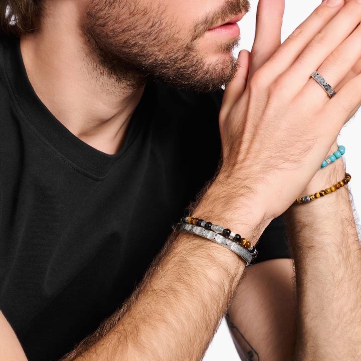 Immagine prodotto Thomas Sabo Bangle Design sfaccettato con pietre nere Argento (17.50 cm, Argento 925, Annerito)