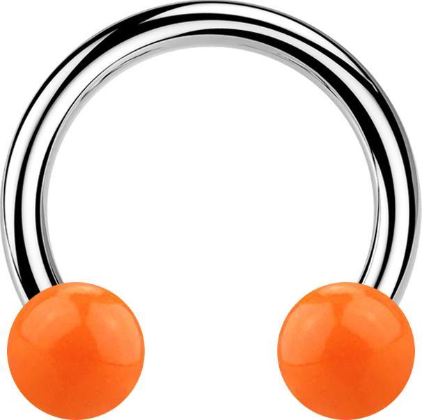 Produktbild Star Piercing Micro Circular Barbell silber mit zwei Kugeln orange (Chirurgenstahl 316L, Acryl, ohne Messing)