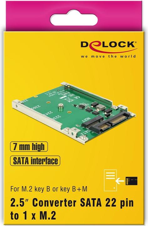 Actual product image Delock 2.5″ Converter SATA 22 Pin > M.2 NGFF