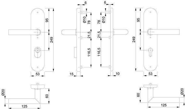 Produktbild Hoppe Schutzgarnitur Amsterdam E1400Z/3332ZA/3310 Edelstahl F69 92 mm 67-72 mm (Türgarnitur)