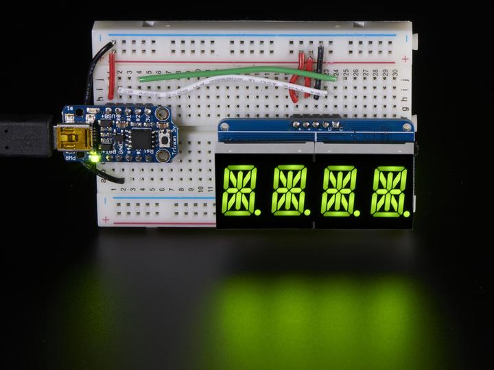 Produktbild Adafruit Alphanumerisches Display Gelb-Grün 4 Zeichen I2C (Display)